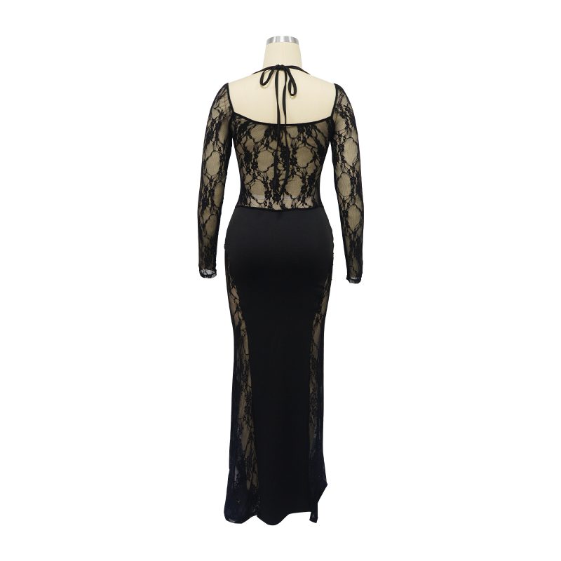 Elegant Lace Stitching Bodycon Dress for Nightclub - Image 4
