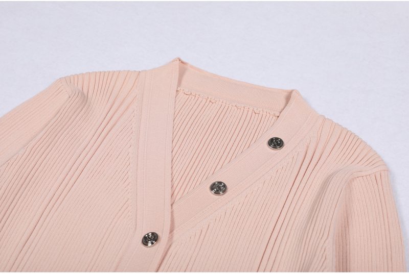 Women’s Knitted V-Neck Slim Fit Long Dress - Image 3