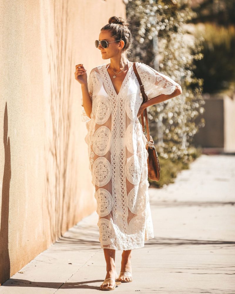 Beach Cover-Up Dress with Delicate Lace Fabric - Image 4