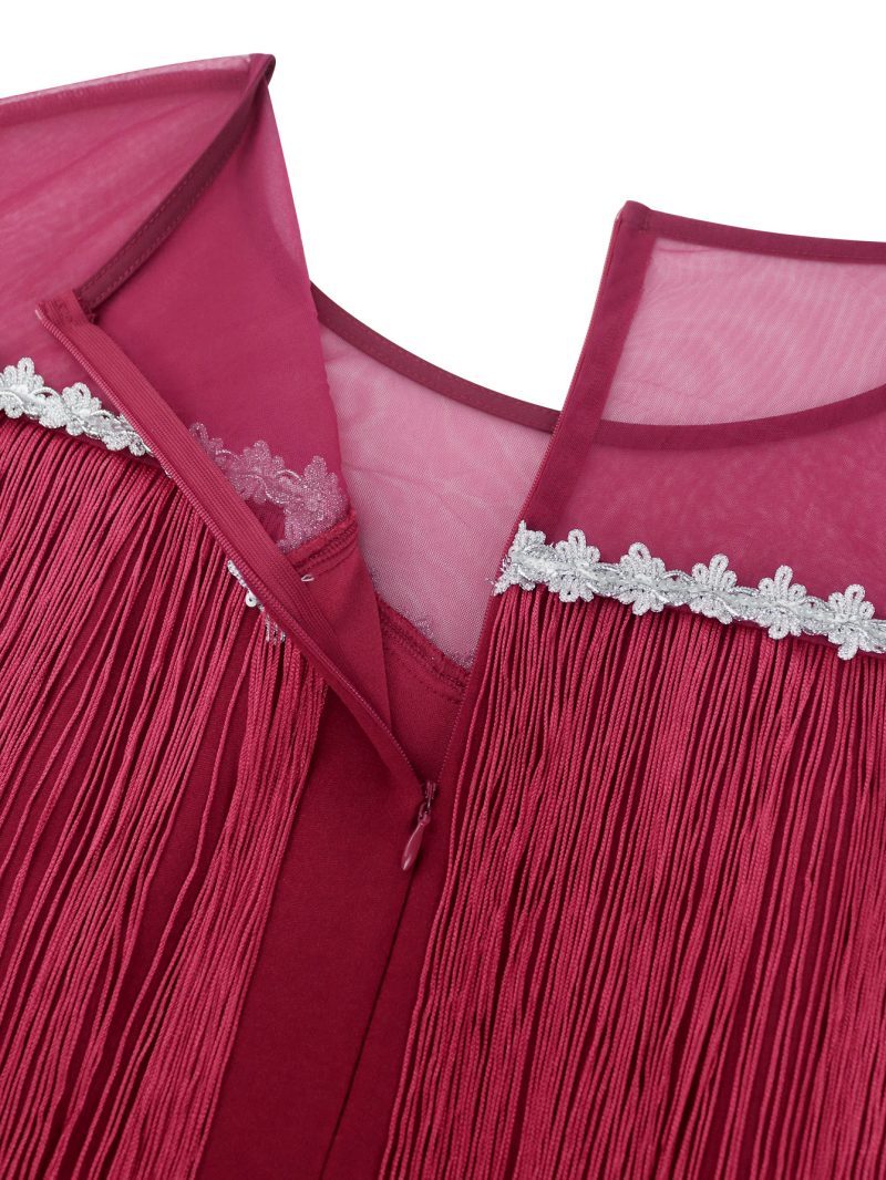 Women’s Elegant Mesh See-Through Tassel Dress - Image 4