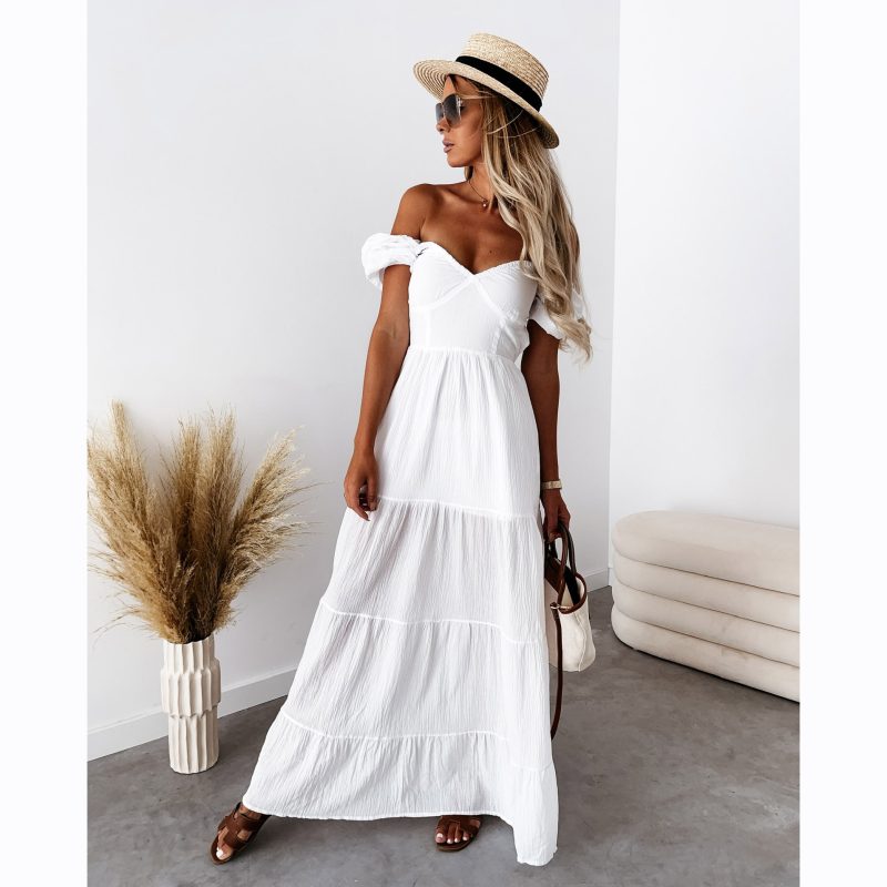 Summer Strapless Backless Lace-Up High-Waist Dress - Image 4