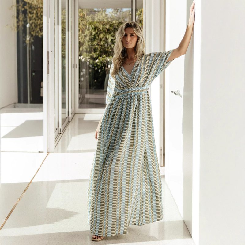 Women’s Beach Printed Chiffon Backless Sun Dress