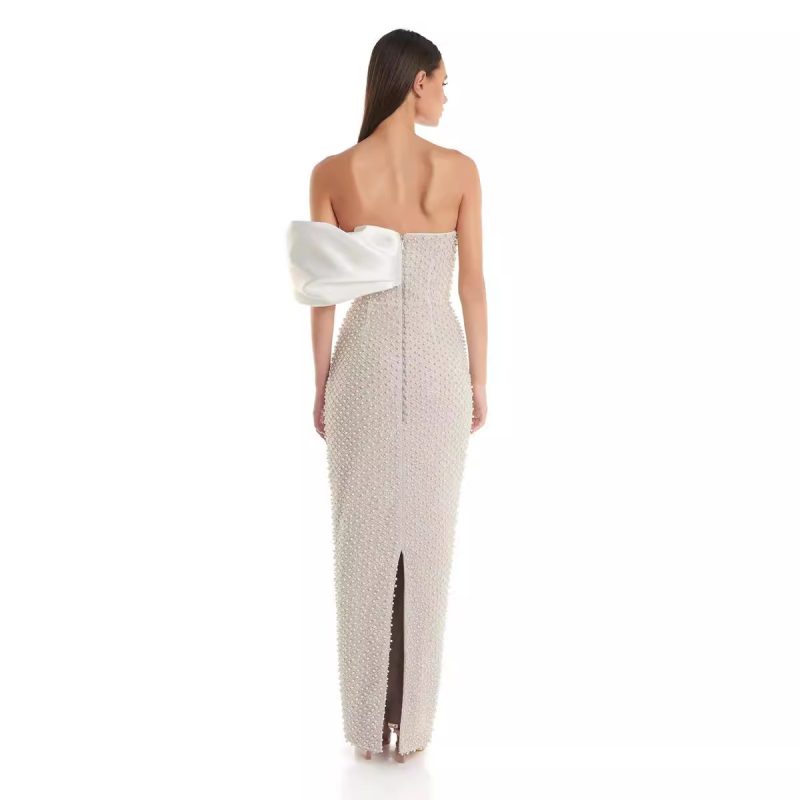 Women’s Summer Tube Top Dress with Pearl Decoration - Image 4