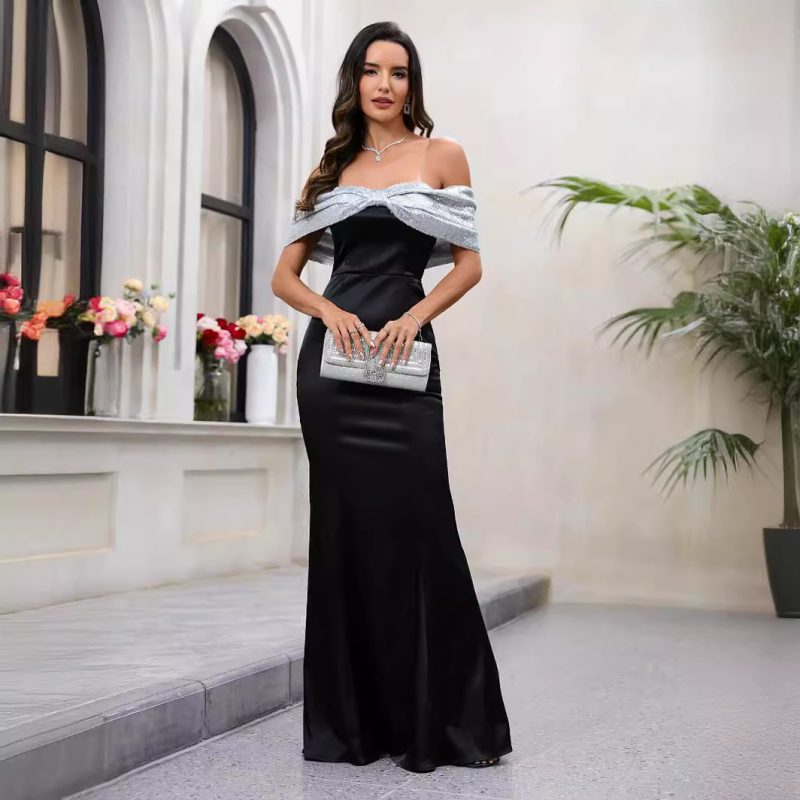 Elegant Off Shoulder Sling Fishtail Evening Dress
