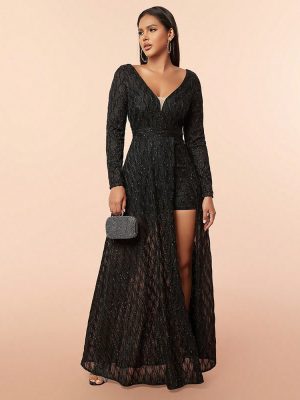 Spring Summer Elegant Deep V Mesh Dress