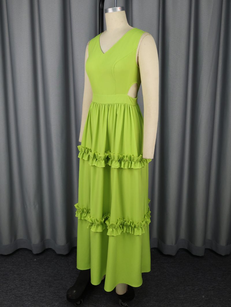 High-End V-Neck Cutout A-Line Cocktail Party Dress - Image 3