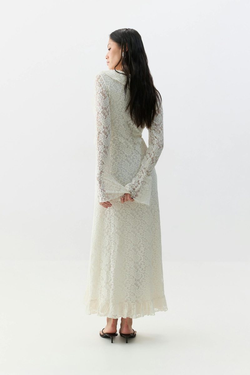 Elegant Lace Ruffle Hip Wrap Cocktail Dress Women - Image 3