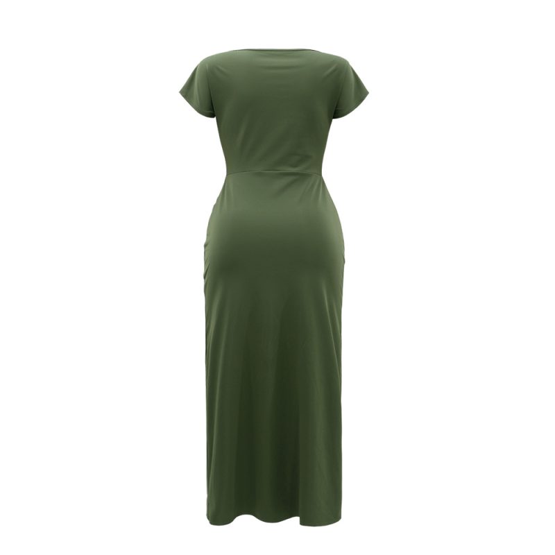 Elegant Women’s Tight Waist Pleated Boat Neck Dress - Image 3