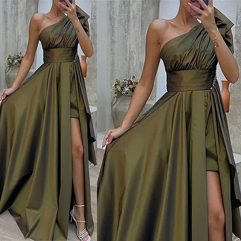 Spring Summer Strapless High Waist Asymmetric Dress - Image 4