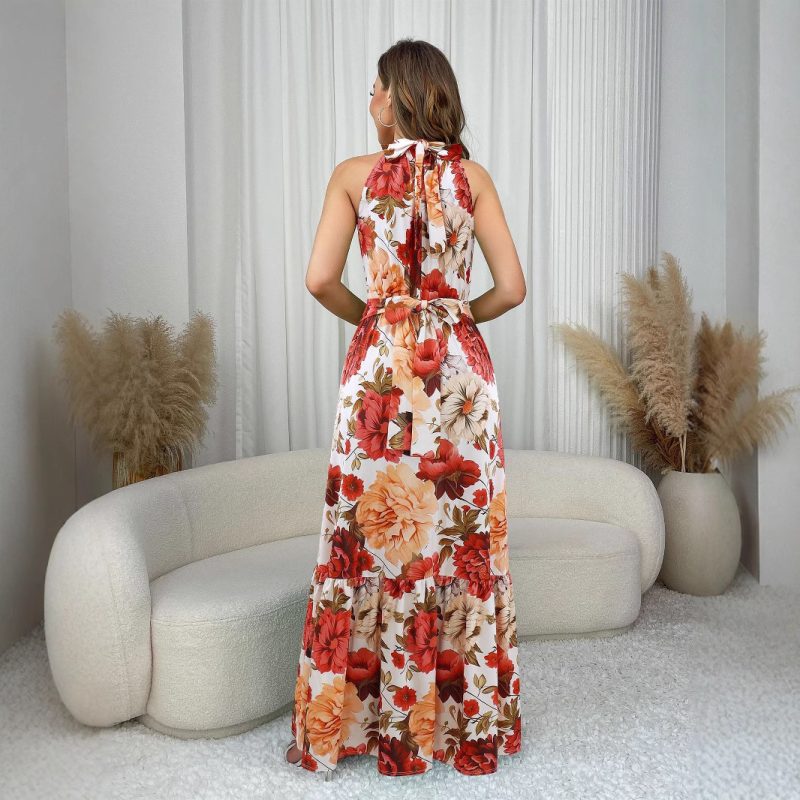 Summer Printed Halter Sleeveless Elegance Dress - Image 3