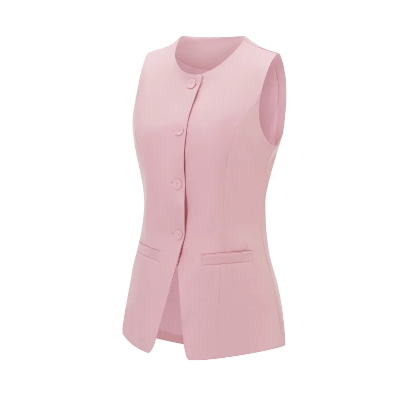 Dressy Suit Vest for Women Solid Color Sleeveless Waistcoat - Image 3