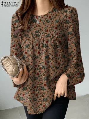 Women’s Autumn Floral Ruffle Blouse