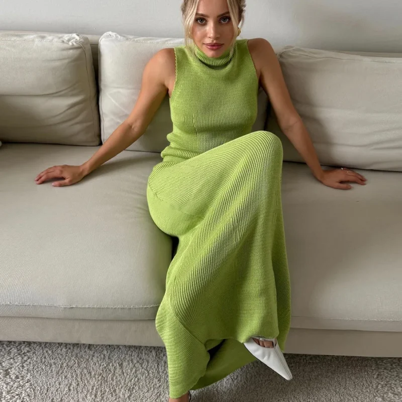 Summer Casual Green Knit Skirt Set - Image 3
