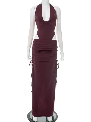 Elegant Halter Backless Maxi Dress