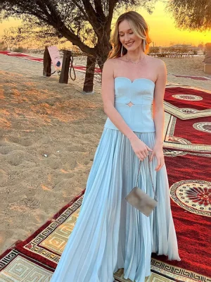 Summer Blue Strapless Maxi Dress