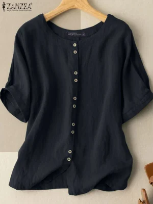 Summer Cotton Tunic Blouse