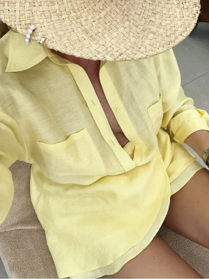 Summer Cotton Linen Beach Skirt Set