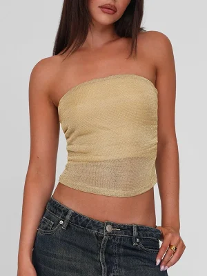 Sexy Sheer Mesh Strapless Backless Tank Top