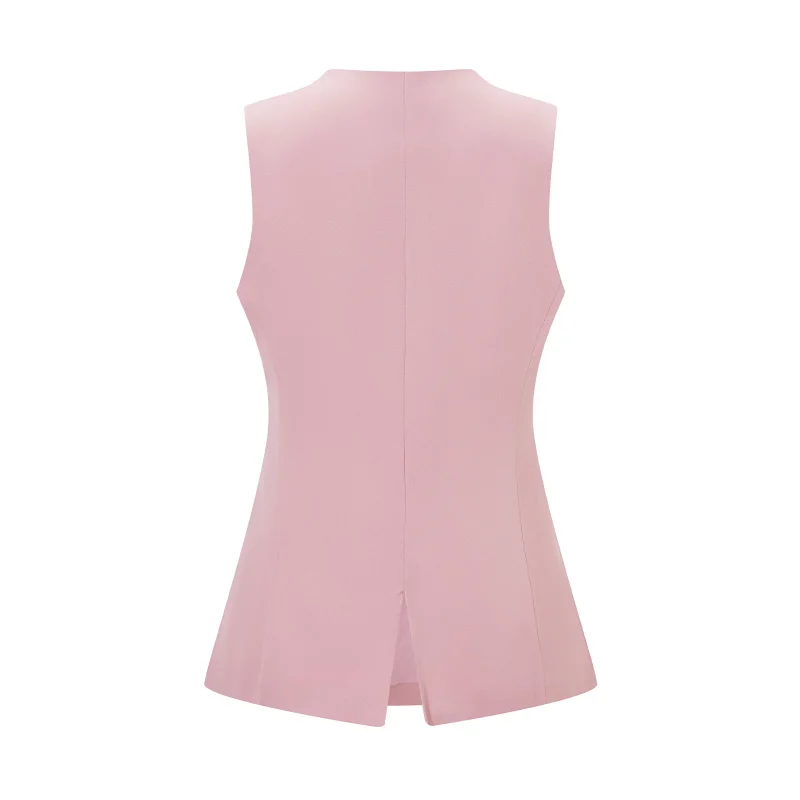 Dressy Suit Vest for Women Solid Color Sleeveless Waistcoat - Image 4