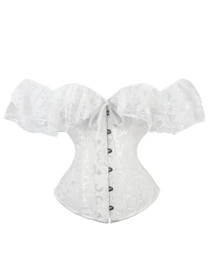 Vintage Lace Corset Top Short Sleeve Jacquard Bustier Style