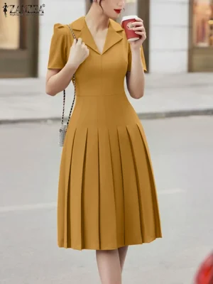 Plus Size Elegant A-Line Midi Dress
