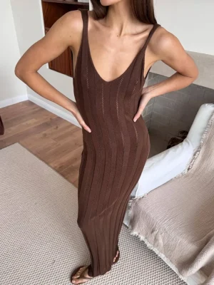 Backless Knit Sleeveless Maxi Dress
