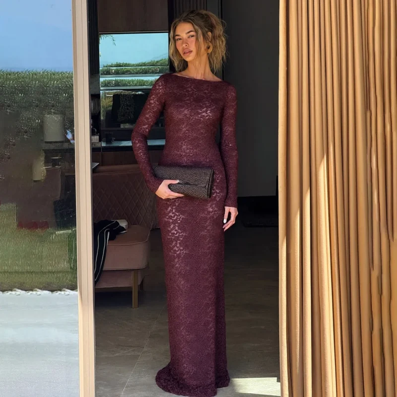 Autumn Sheer Lace Maxi Dress - Image 5