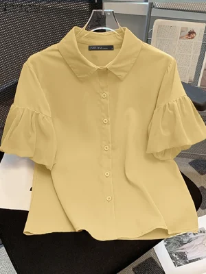 Women’s Lantern Sleeve Collared Shirt