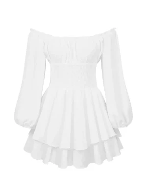 Puff Sleeve Romper Square Neck Ruffle Short Playsuit