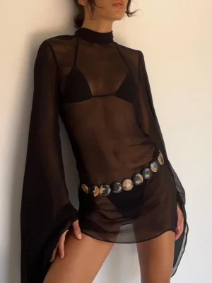 Summer Mini Beach Dress for Women See-Through Cover-Up Style