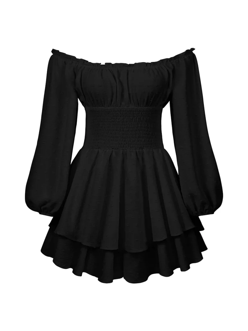 Puff Sleeve Romper Square Neck Ruffle Short Playsuit - Image 6
