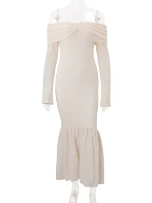 Autumn Strapless Knitted Maxi Dress
