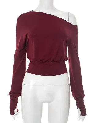Autumn One Shoulder Crop Top