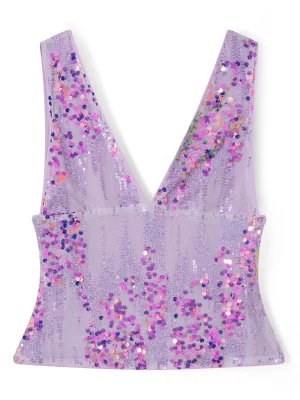 Sequin V Neck Backless Vest Top Sexy Retro Summer Style