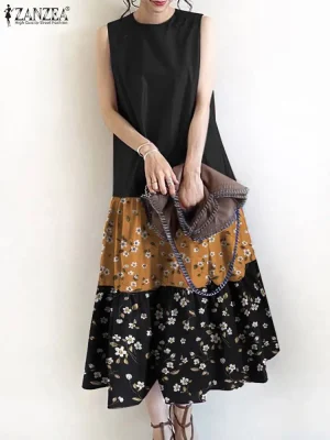 Women’s Bohemian Floral Ruffle Tank Dress