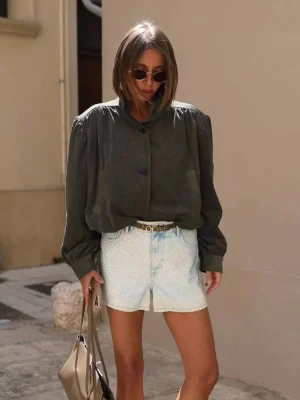 Autumn Chic Ruched Leather Jacket