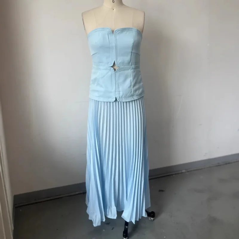 Summer Blue Strapless Maxi Dress - Image 5