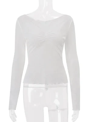 Autumn Solid Fold Slim Top