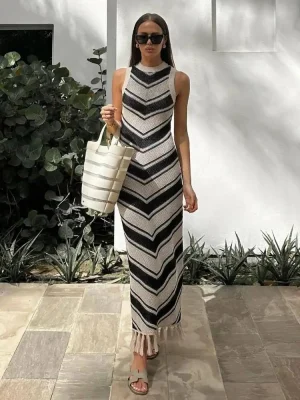 Summer Knitted Tassel Beach Dress