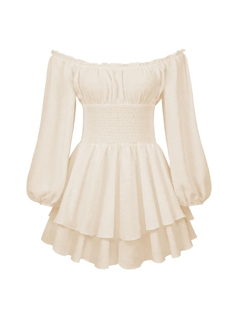Puff Sleeve Romper Square Neck Ruffle Short Playsuit - Image 3