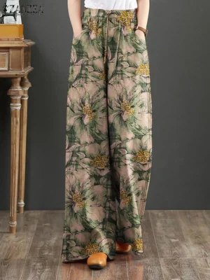 Women’s Bohemian Floral Wide Leg Pants