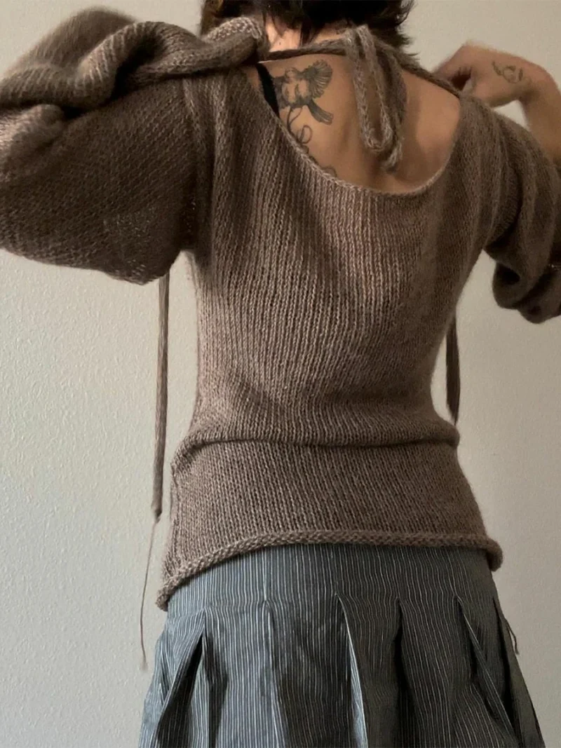 Women’s Tie-Back Knit Sweater - Image 2