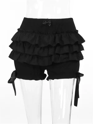 Ruffle Bloomer Shorts  Kawaii Gothic Elastic Waist