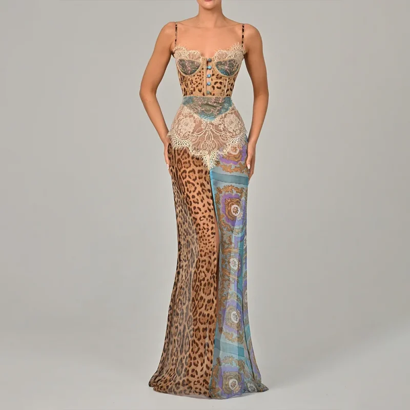 Summer Chiffon Leopard Print Maxi Dress - Image 2