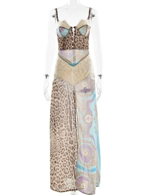 Summer Chiffon Leopard Print Maxi Dress