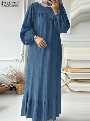 Elegant Ruffle Hem Muslim Dress