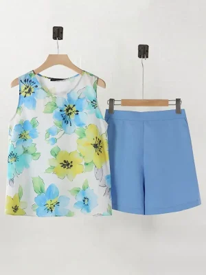 Summer Casual Printed Tank Top & Shorts