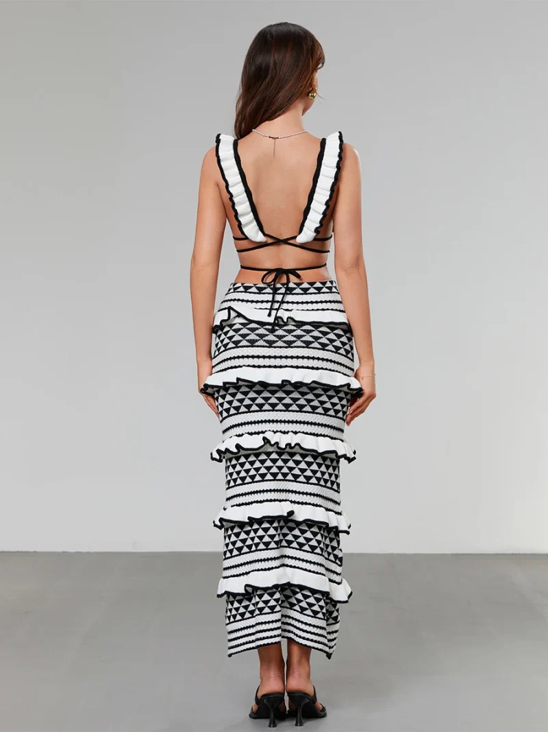 Sexy  Knit Co-ord Set Bandage Crop Top - Image 5