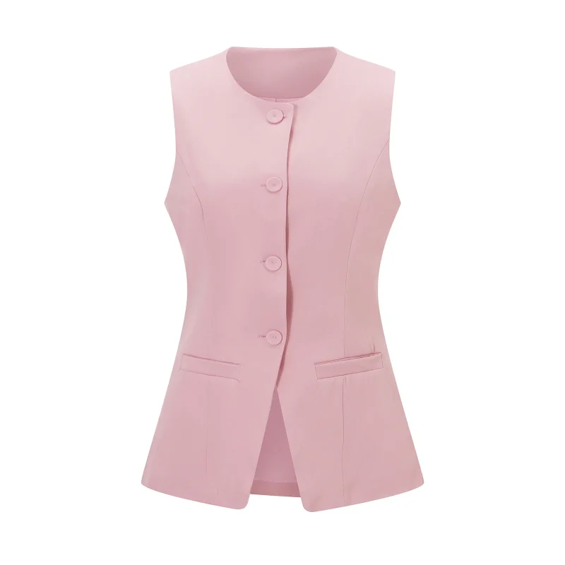 Dressy Suit Vest for Women Solid Color Sleeveless Waistcoat