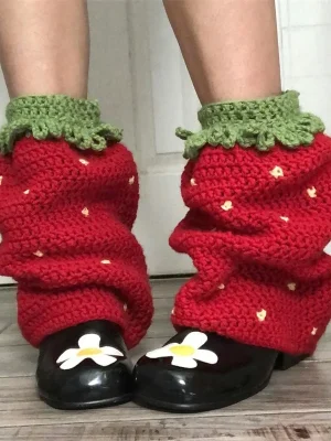 Knit Leg Warmers Contrast Knee High Boot Cuffs